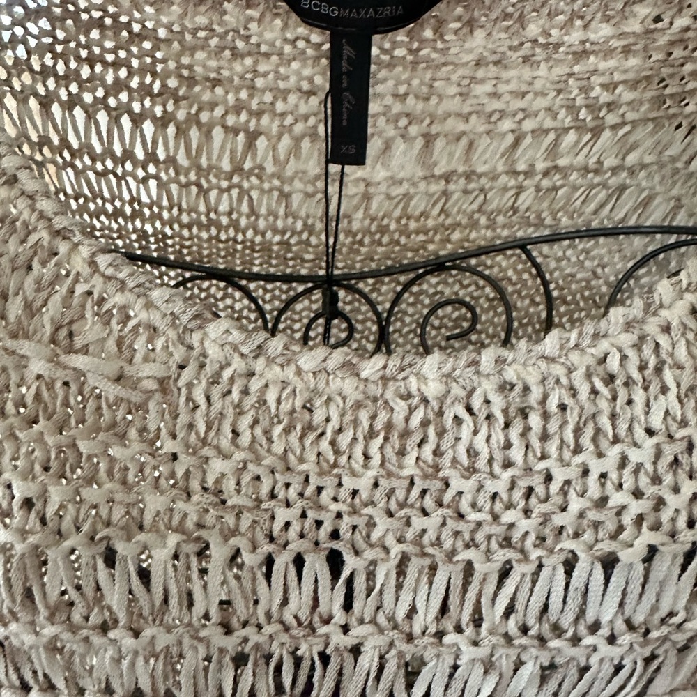 BCBGMAXAZRIA Women's Relax Mixed Stitch Sweater In Plaster Combo Size XS $178 - Picture 3 of 8